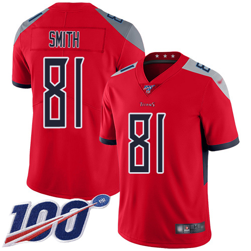 Tennessee Titans Limited Red Men Jonnu Smith Jersey NFL Football #81 100th Season Inverted Legend